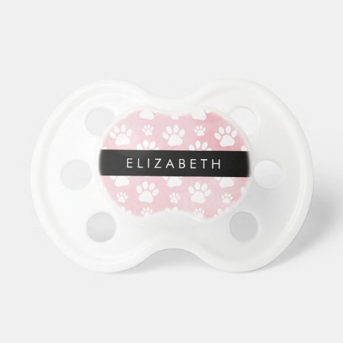 Dog Paws White Paws Pink Watercolors Your Name Pacifier