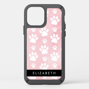Dog Paws, White Paws, Pink Watercolors, Your Name Speck iPhone 12 Case