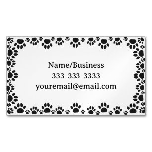 Dog Paws With Custom Name Business Card Magnet