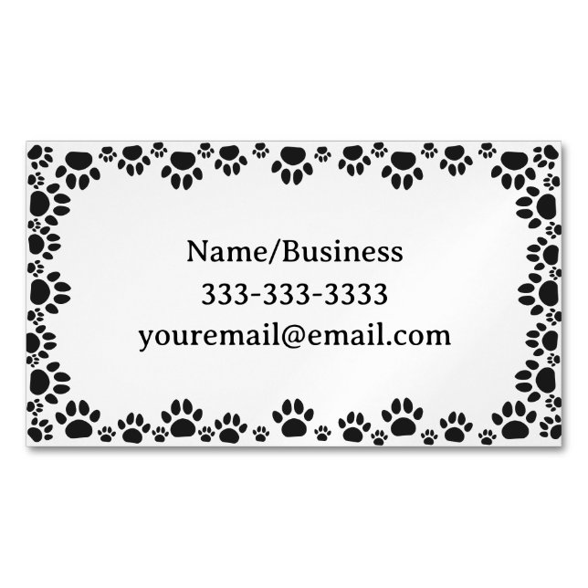 Dog Paws With Custom Name Business Card Magnet (Front)