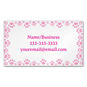 Dog Paws With Custom Pink Business Card Magnet