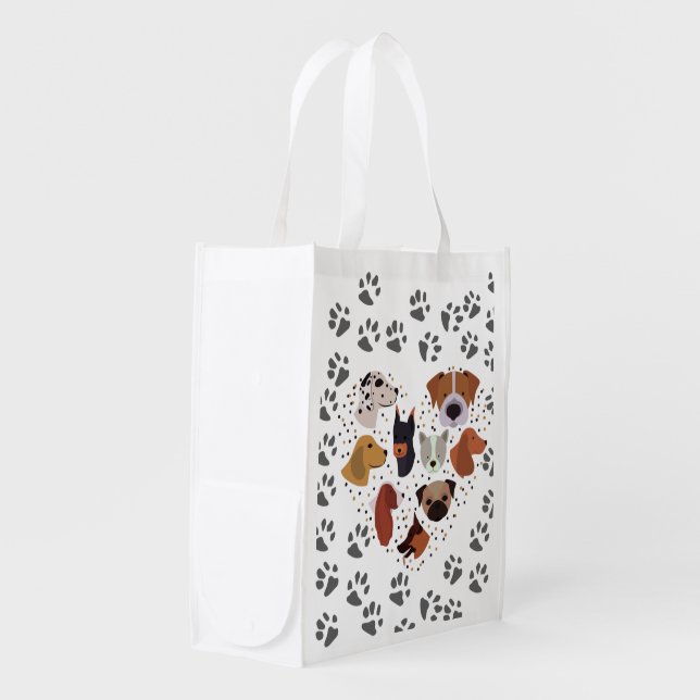 Dog Paws With Hearts...... Grocery Bag (Front Side)
