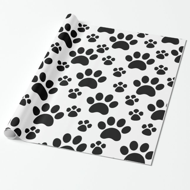 Dog Paws Wrapping Paper (Unrolled)