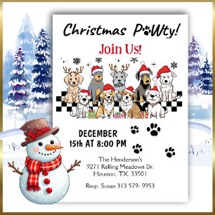 Dog Pawty Animals Christmas Party Invitation