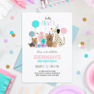 Dog Pawty Invitation Puppy Invitation Girl