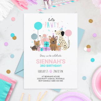 Dog Pawty Invitation Puppy Invitation Girl
