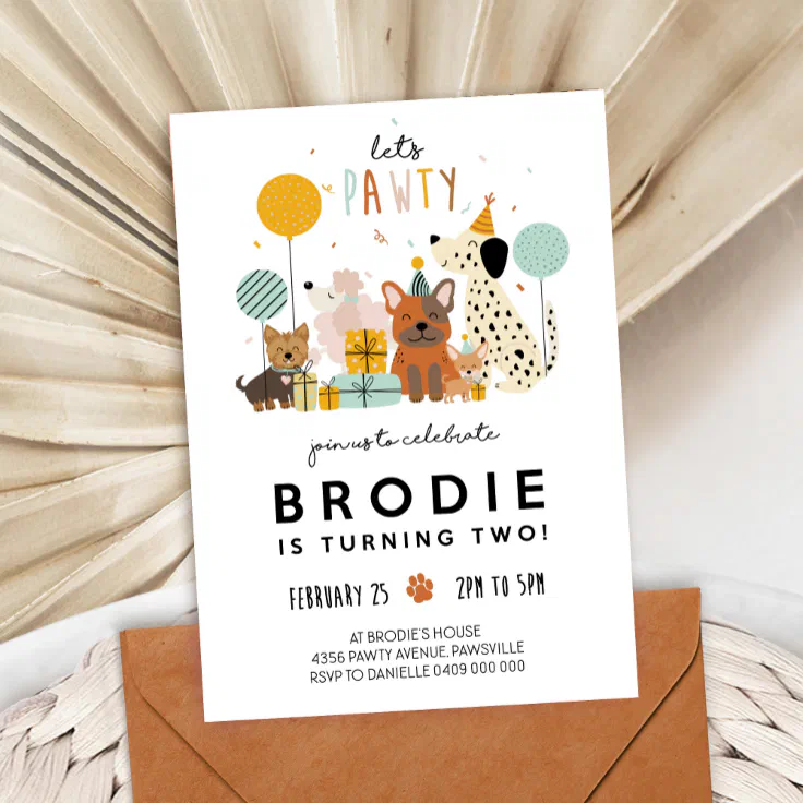 Dog Pawty Invitation Puppy Invitation Modern | Zazzle