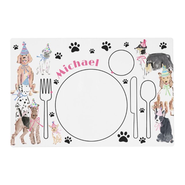 Dog Pawty Montessori Placemat Printable (Front)