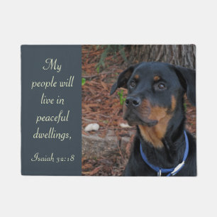 Dog Peaceful Dwelling Scripture Doormat