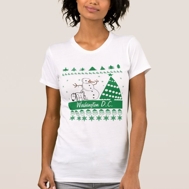 Dog Peeing on Snowman Ugly Christmas Sweater City (Front)