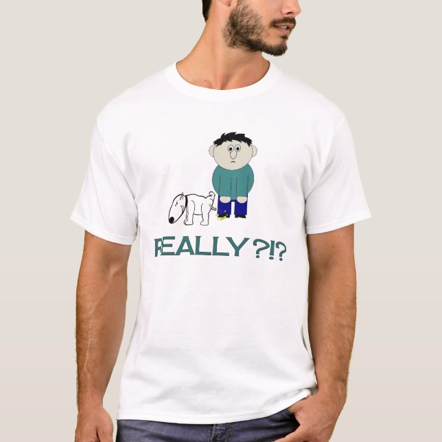 Dog Pees On Cartoon Guy Funny Shirt (Front)