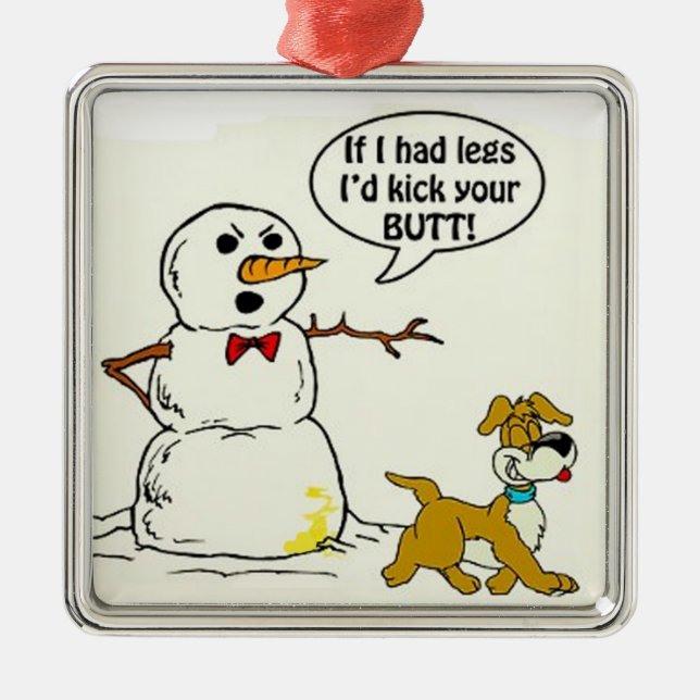 Dog Pees on Snowman Christmas Tree Ornament (Front)