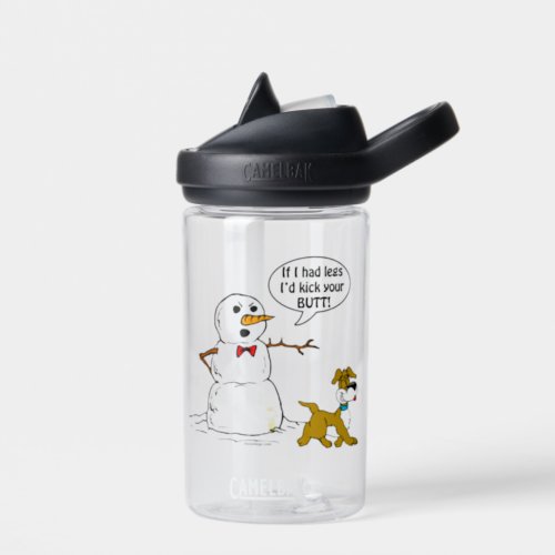 Dog Pees on Snowman Joke Water Bottle