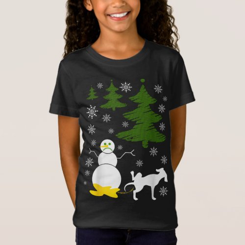 Dog Pees on Snowman Ugly XMas Sweater