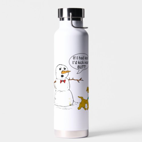 Dog Pees on Snowman Water Bottle