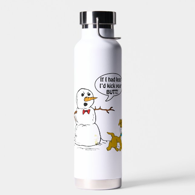 Dog Pees on Snowman Water Bottle (Left)