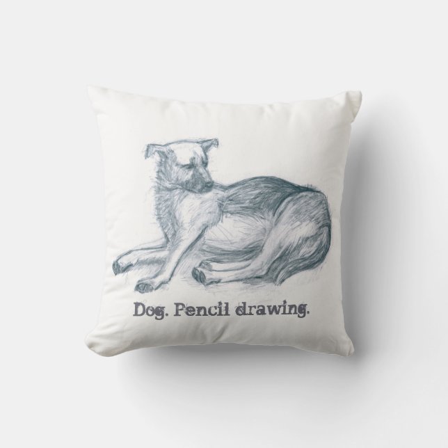 Dog. Pencil drawing. Throw Pillow (Front)