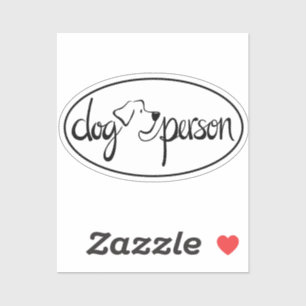 Dog Person Cute Black Modern Script White Oval Sticker