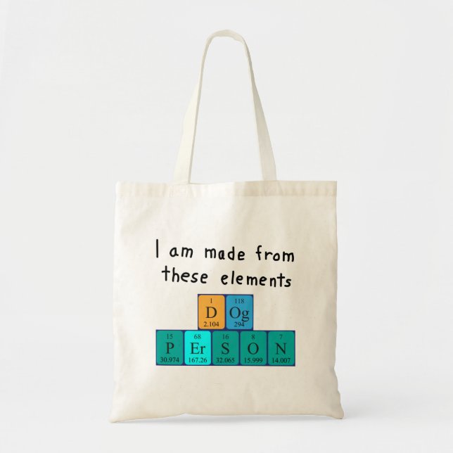 Dog Person periodic table name tote bag (Front)