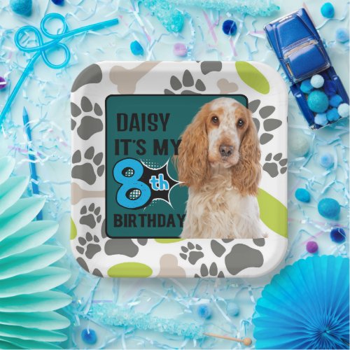 Dog Personalized 8th birthday party  Paper Plates