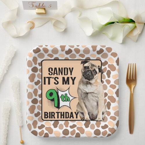 Dog Personalized 9th birthday party  Paper Plates