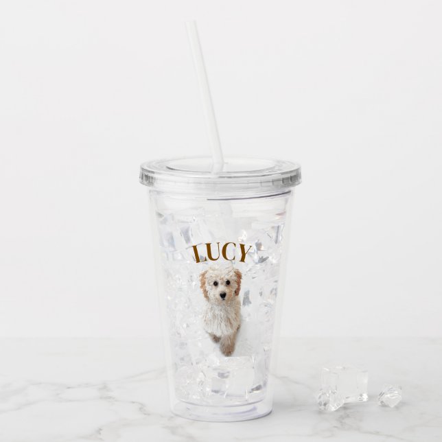Dog Personalized Acrylic Tumbler with Custom Name (Front Ice)