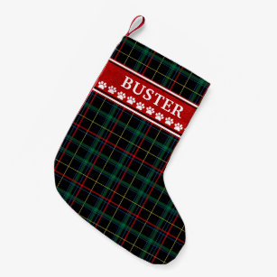 dog personalized black plaid red w white paws small christmas stocking - Red And White Christmas Stockings dog personalized black plaid red w white paws small christmas stocking - Red And White Christmas Stockings
