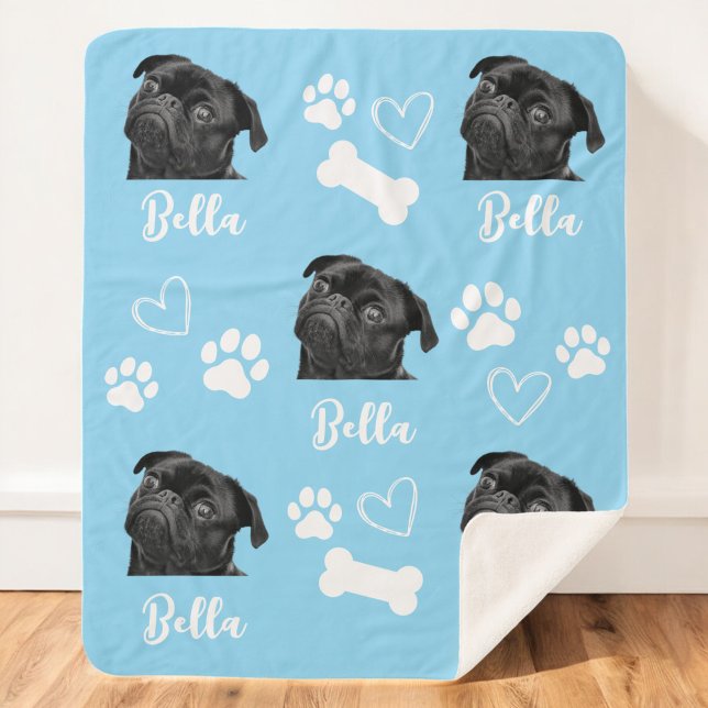 Dog Personalized Love Pet 5 Photo Collage Sherpa Blanket (Creator Uploaded)