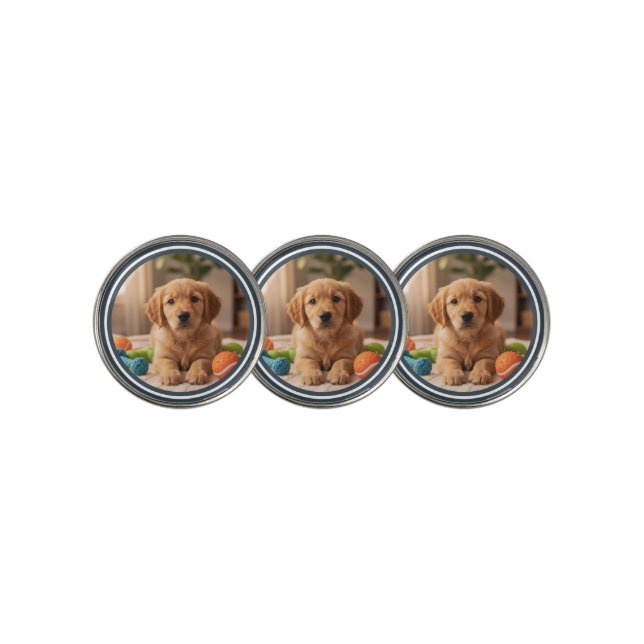 Dog Personalized Photo | Simple Frame Keepsake Golf Ball Marker (3 Up)
