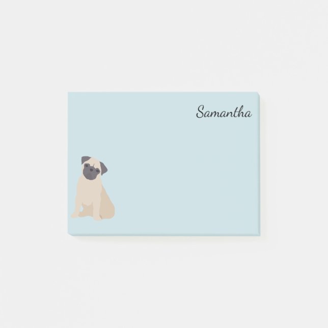 Dog Personalized Pug Fawn Cute Post-it Notes (Front)
