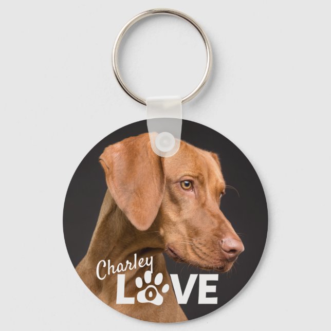 Dog Personlized Photo Button Keychain (Front)