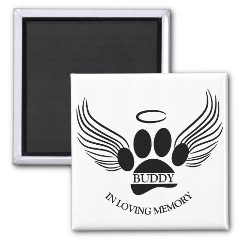 Dog Pet Angel Wings Memorial Custom Name Magnet