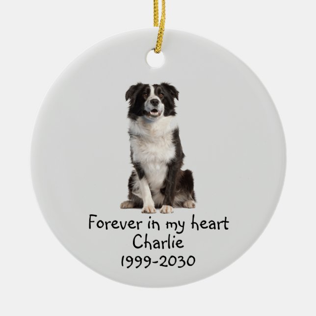 Dog Pet Animal Memorial Custom Photo  Ceramic Ornament (Front)