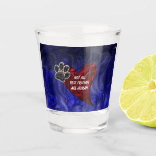Dog Pet Best Friend Red Heart Puppy Paw Print Shot Glass