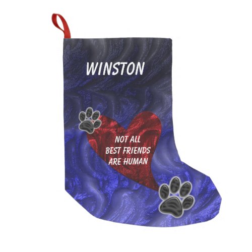 Dog Pet Best Friend Red Heart Puppy Paw Print Small Christmas Stocking