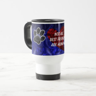 Dog Pet Best Friend Red Heart Puppy Paw Print Travel Mug