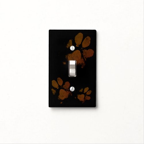 Dog Pet Brown Paw on Black Light Switch Cover
