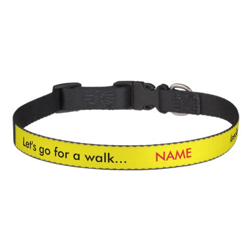 Dog Pet Collar Lets Go for a Walk Yellow
