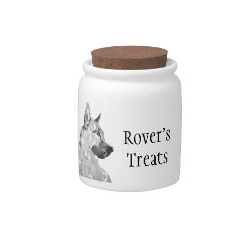 Dog Pet Custom Name German Shepherd Treat Jar Candy Jar