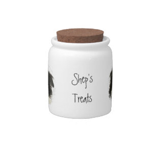 Dog, Pet, Custom Name Treat Jar, Border Collie Candy Jar