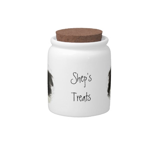 Dog, Pet, Custom Name Treat Jar, Border Collie Candy Jar (Front)