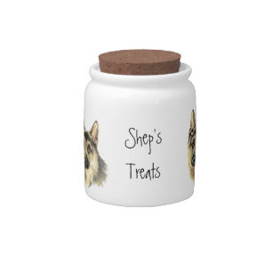 Dog, Pet, Custom Name Treat Jar, German Shepherd Candy Jar
