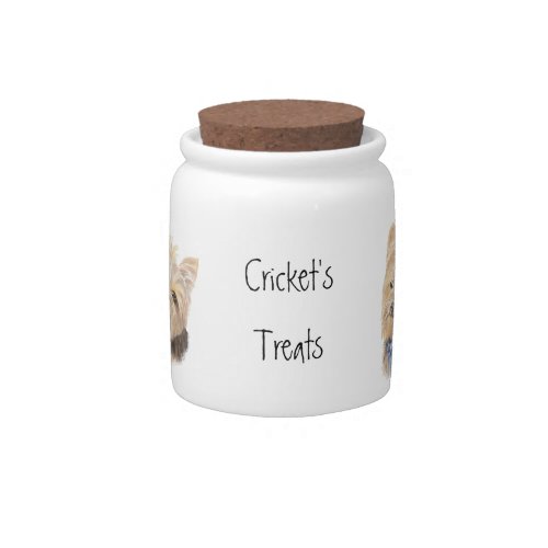 Dog Pet Custom Name Treat Jar Yorkshire Terrier Candy Jar