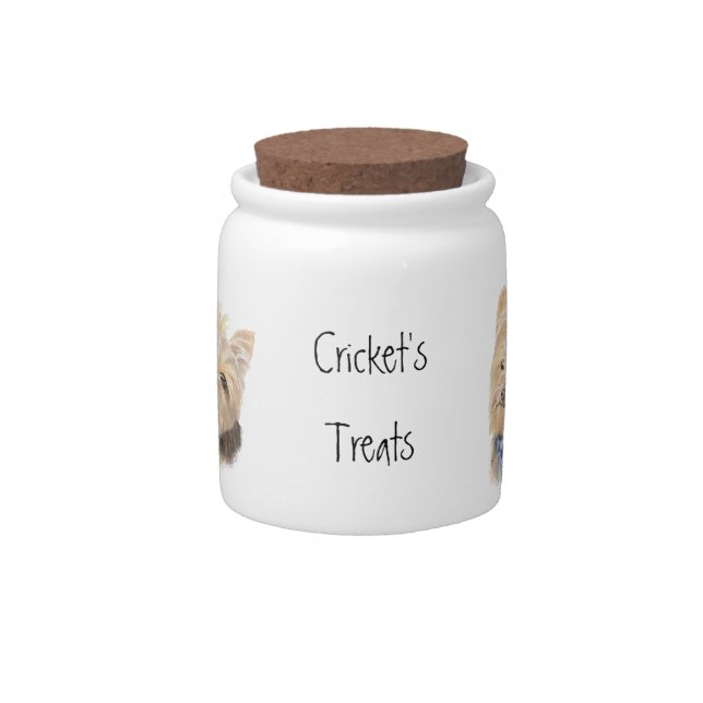Dog, Pet, Custom Name Treat Jar, Yorkshire Terrier Candy Jar (Front)
