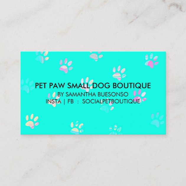 Private: Dog Pet Grooming Design teal Business Card