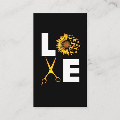 DOG Pet Grooming I Love My Sunflower Dog Gift Business Card
