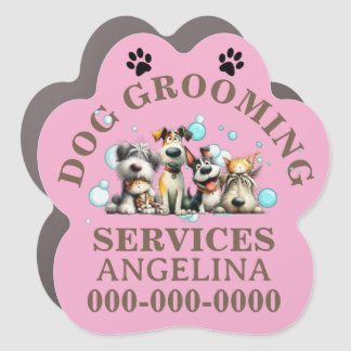 Dog pet grooming mobile spa business PINK animal Car Magnet