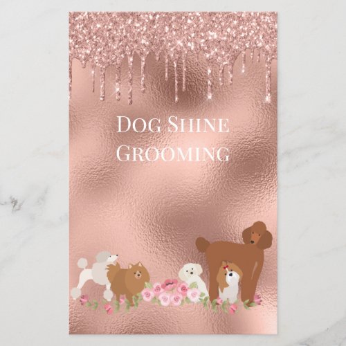 Dog Pet Grooming Sitting Business Glitter Flyer