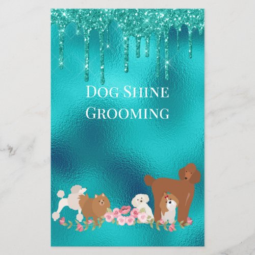 Dog Pet Grooming Sitting Business Glitter Flyer