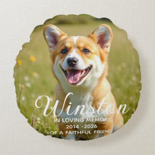 Dog Pet Loss Memorial Round Pillow